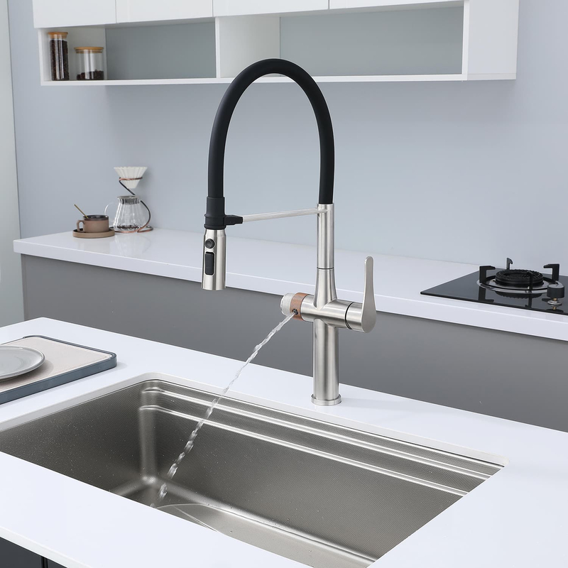 3 in 1 Kitchen Sink Faucet with Pull Out Sprayer, 3 Way Kitchen Faucet ...