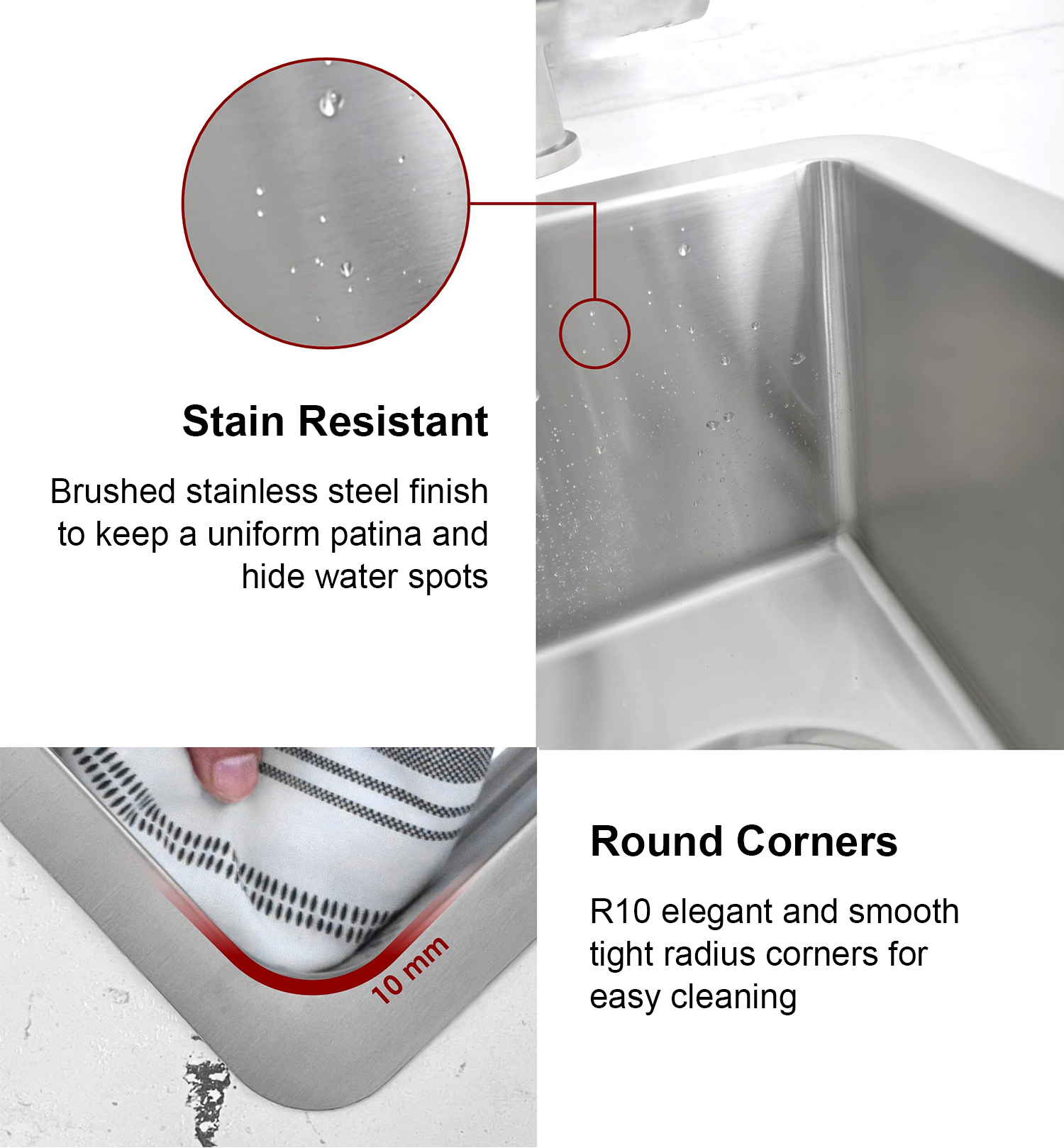 Factory Price Customization High Quality Handmade 304 Stainless Steel Double Bowl Kitchen Sinks Manufactured in Thailand