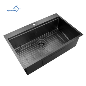 Black Stainless steel Double Bowl Drop-in Kitchen Sink With Accessories