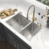 Factory Customized Drop in Stainless Steel Handmade 33 inch Double Basin Topmount Kitchen Sink with Faucet 