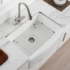 30 Inch White Fireclay Farmhouse Single Bowl Reversible Kitchen Sink with Protective Bottom Grid and Strainer