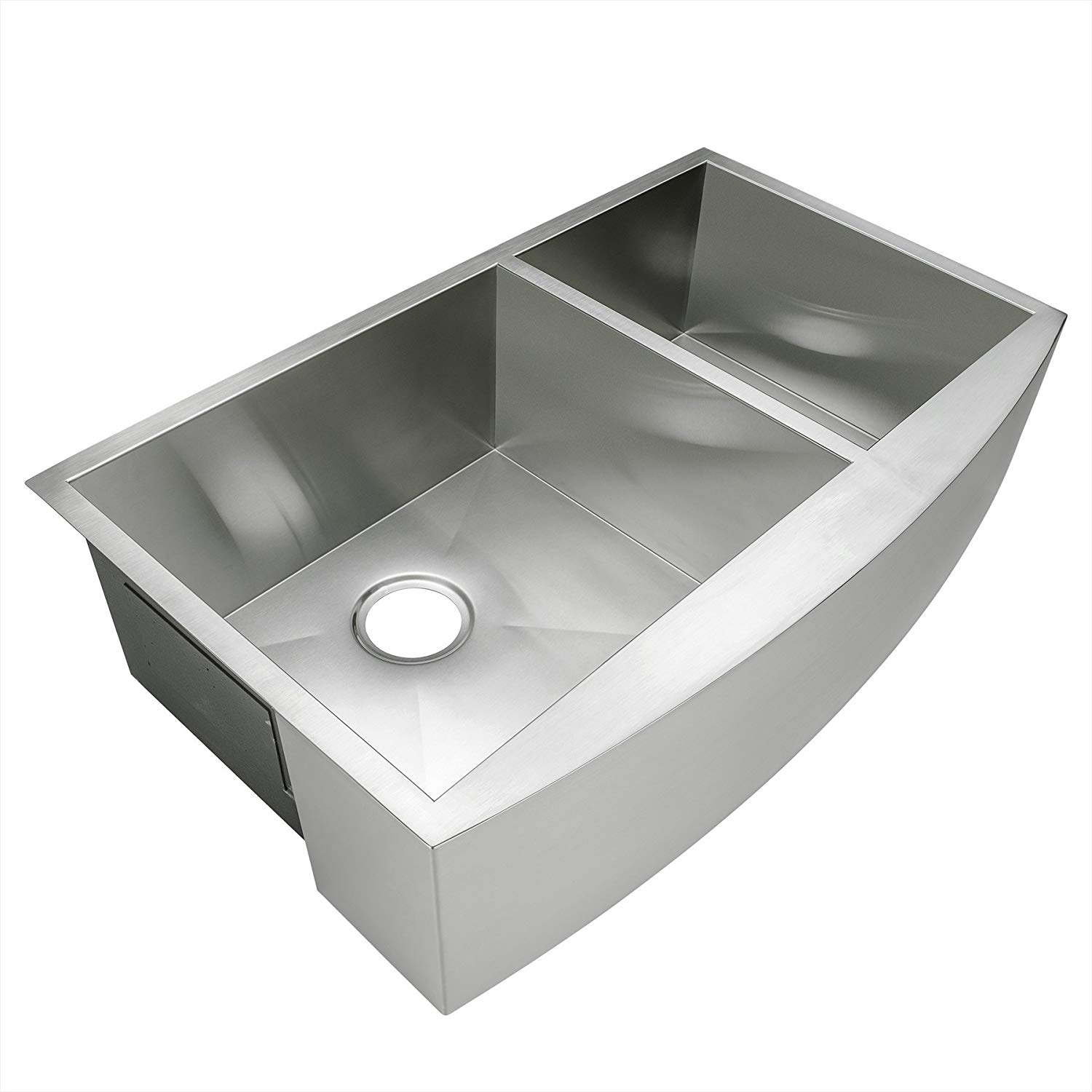 Stainless Steel Handmade Farmhouse Silvery White Double Bowl Kitchen Sink