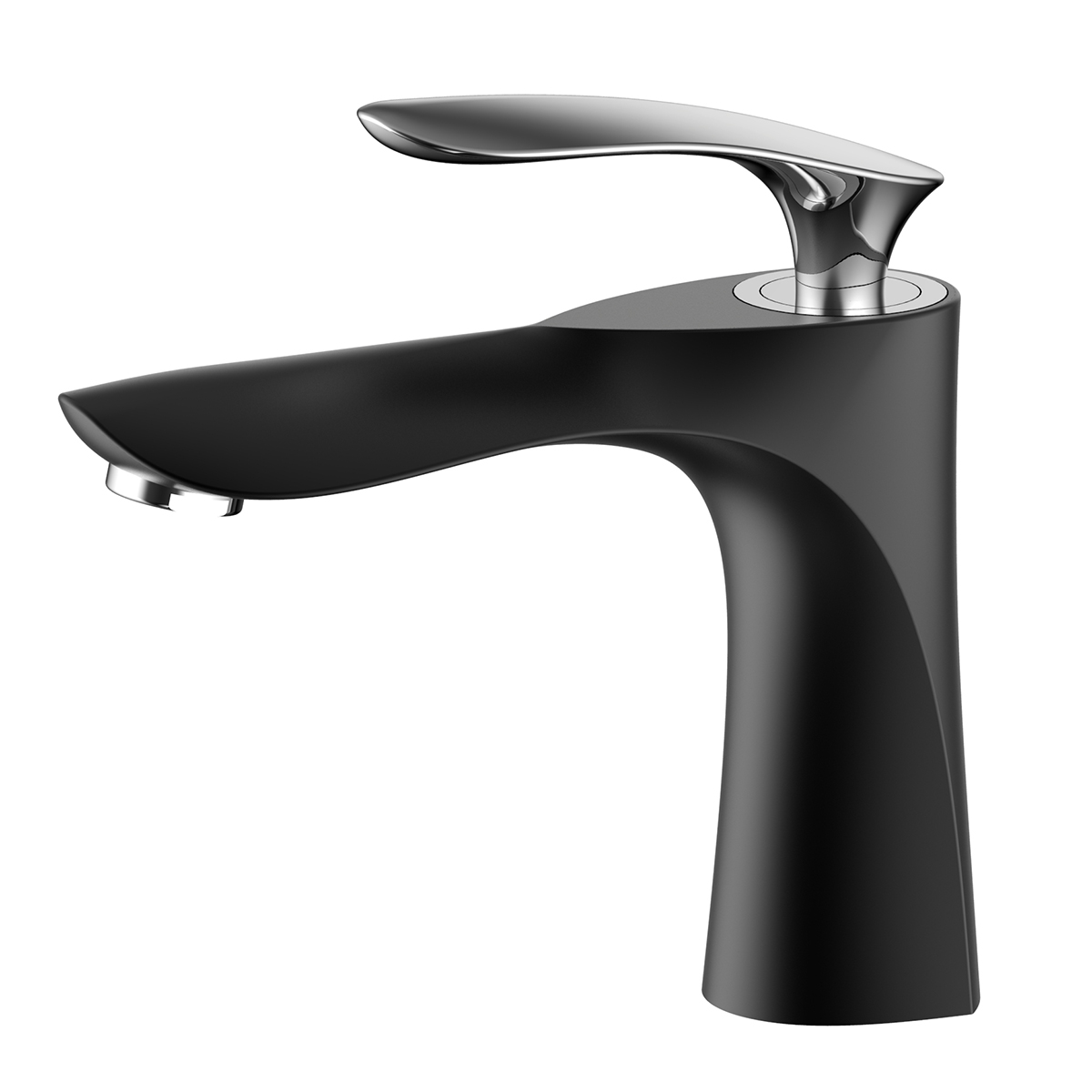 Matt Black Single Lever Handle Deck Mounted Bathroom Faucet