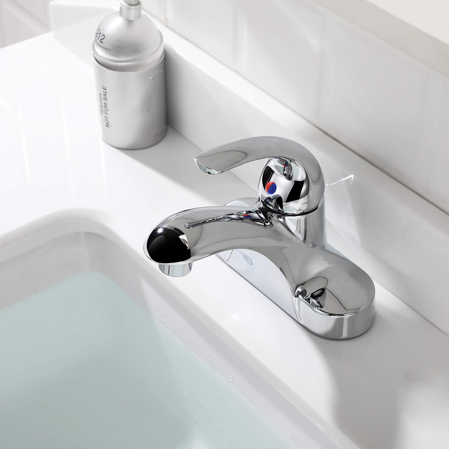 Single Handle Commercial Bathroom Faucet Chrome Lead-Free 4 Inch Centerset Bathroom Basin Sink Faucets