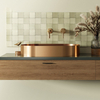 Aquacubic Modern Oval Round SS304 Sink Stainless Steel Gold Bathroom Hand Wash Basin for Lavatory Vanity Cabinet
