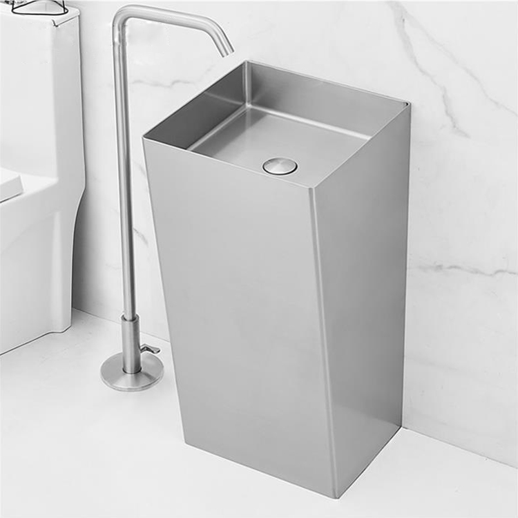 Manufacturer Hot Sale Basins Stainless Steel Floor Type Pedestal bathroom Sink
