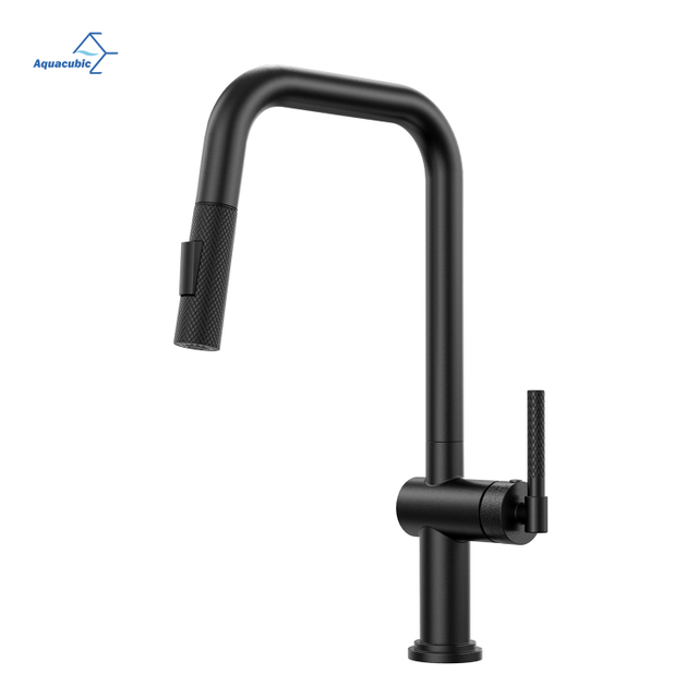 American cUPC 360 Degree Swivel Deck Mounted Sink Mixer Tap Modern Black Brass Kitchen Faucet