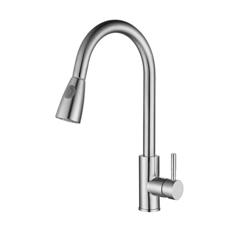 Aquacubic CUPC CE Stainless Steel Single Hole Brushed Pull Out Kitchen Sink Water Faucet / Tap
