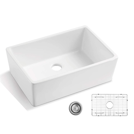 24 x 16 Inch Farmhouse Single Bowl Rectangular Fireclay Ceramic Kitchen Sink
