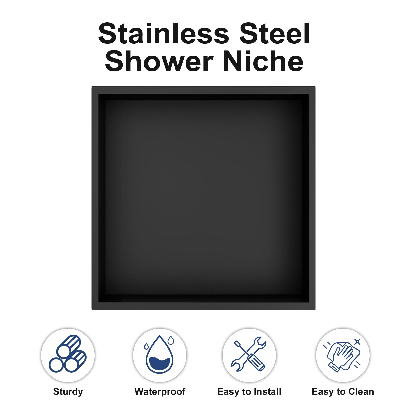 Factory Wholesales Matte Black Shower Niche Bathroom Wall Mounted Niche Shampoo Shelf