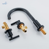 High Arc 8 Inch Widespread Matte Black Two Handle Solid Brass Bathroom Faucet