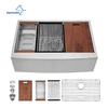  Handmade Sink Factory Apron Front Deep Single Bowl Fireclay Farmhouse Kitchen Sink with Ledge Workstation 