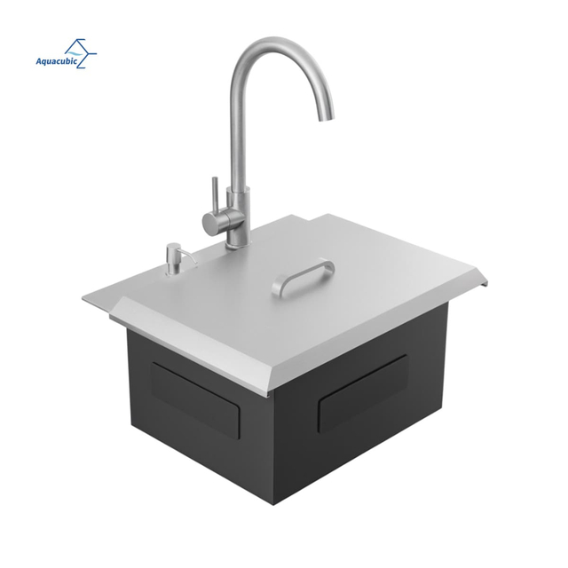 21 Inch 304 Stainless Steel Drop-In Bar Sink with Faucet & Dust Cover - UPC Certified for Restaurant/Outdoor Kitchen
