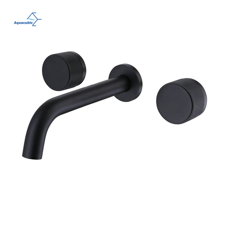 Factory Wall Mount Bathroom Sink Faucet Dual Handle Brass Basin Faucet Mixer Tap for Wash Basin