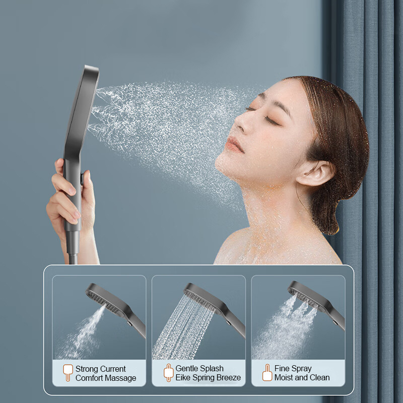 High Pressure Shower System Thermostatic LED Temperature Display 4 Function Piano Key Shower Set