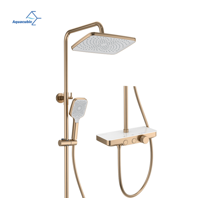 Modern In-Wall Rain Shower System with Thermostatic Faucets Anti-Slip Rotary Knob Control Multifunction Design
