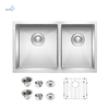 304 Stainless Steel Handmade Undermount Kitchen Sink – 60/40 Double Bowl, Noise-Reducing, Rustproof & Easy Clean