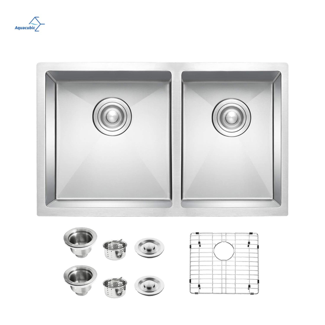304 Stainless Steel Handmade Undermount Kitchen Sink – 60/40 Double Bowl, Noise-Reducing, Rustproof & Easy Clean
