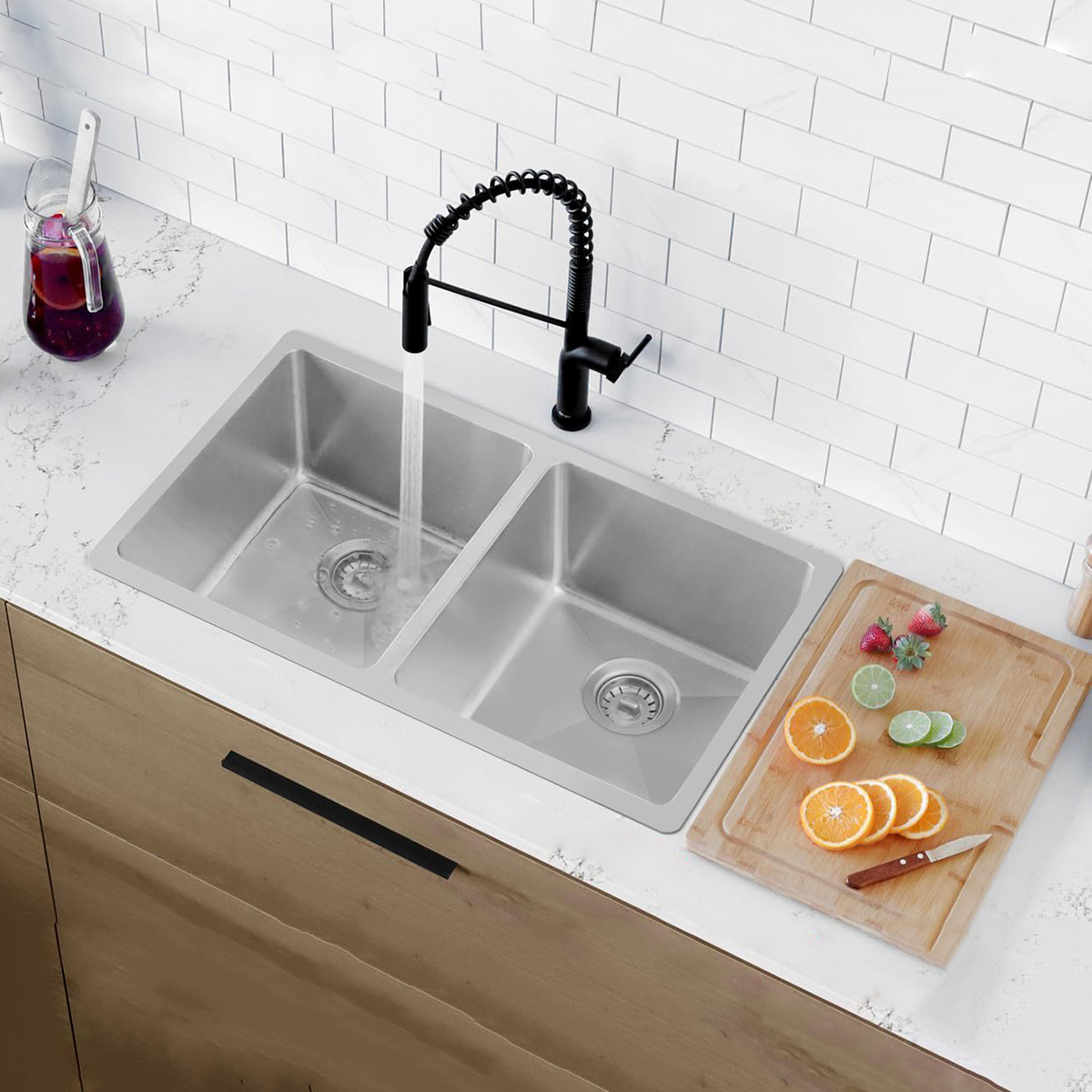 Factory Price Customization High Quality Handmade 304 Stainless Steel Double Bowl Kitchen Sinks Manufactured in Thailand