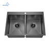 33*22 Inch Gunmetal Black 304 Stainless steel Double Bowl Topmount Kitchen Sink