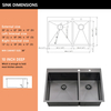 Aquacubic Manufacturer 304 Stainless Steel Handmade Topmount Double Bowl 60/40 Kitchen Sink with Faucet Hole