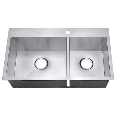 Stainless Steel Handmade Topmount Double Bowl Kitchen Sink with Faucet Hole