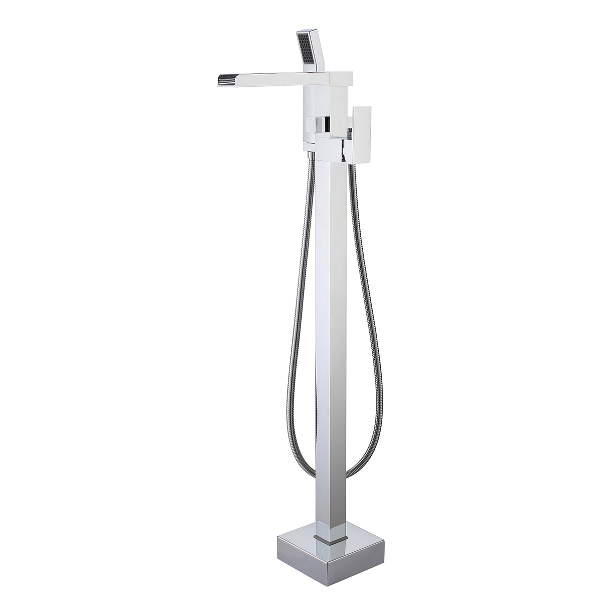 Floor Mounted Freestanding Waterfall Tub Filler Bathtub Faucet with Hand Shower
