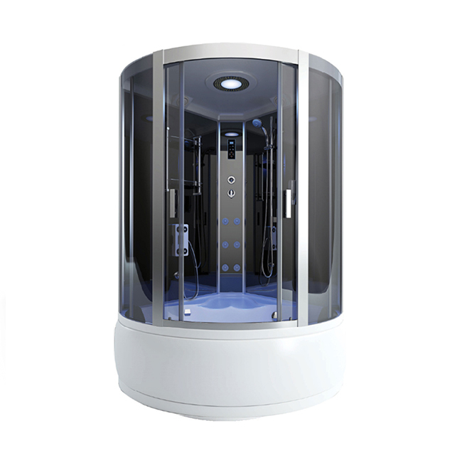 Walk In Corner Steam Shower Room with Glass Sliding Doors Massage Jets Radio Ventilation Fan Lighting