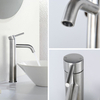 Aquacubic Tall Single Handle Stainless Steel Vessel Sink Bathroom Faucet Lavatory Mixer Tap with Pop-Up Drain