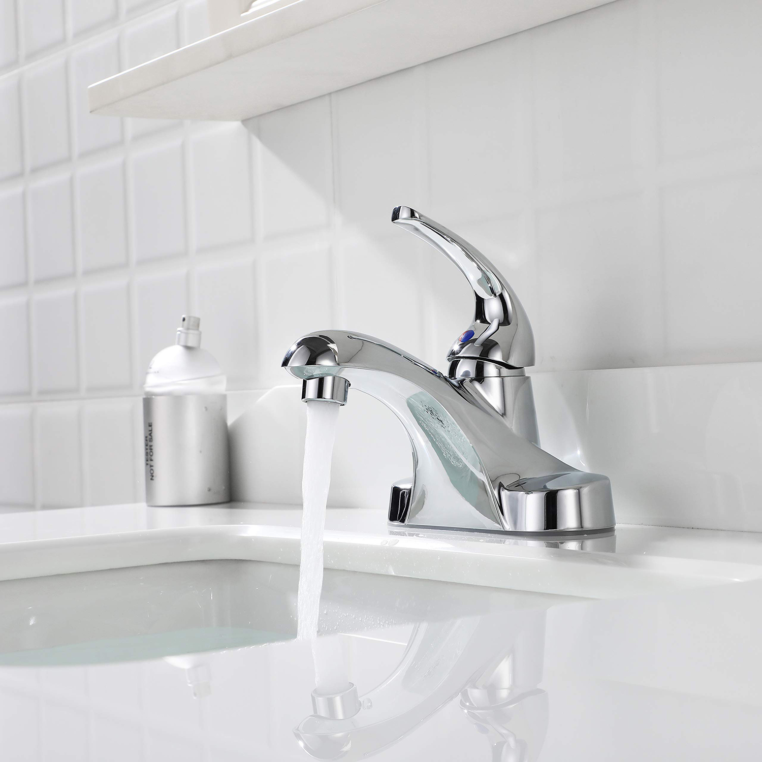 Single Handle Commercial Bathroom Faucet Chrome Lead-Free 4 Inch Centerset Bathroom Basin Sink Faucets