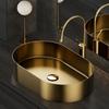 Aquacubic Modern Oval Round SS304 Sink Stainless Steel Gold Bathroom Hand Wash Basin for Lavatory Vanity Cabinet