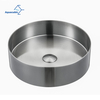 Modern Stainless Steel Bathroom Sink Above Counter Vessel Basin PVD Nano Coating 15.8" Round Sink With Drain