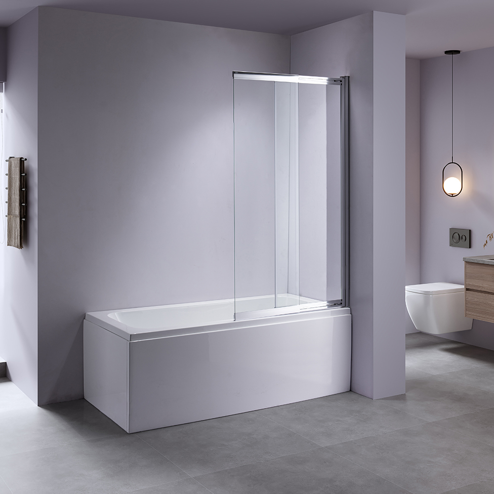 China Factory Chrome Clear Glass Flat Sliding Folding Bathtub Sliding Shower Door Shower Screen Panel
