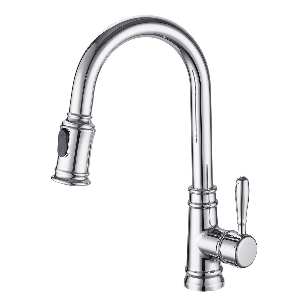 Single Lever High Arc Gooseneck Kitchen Sink Faucet with 3 Modes Pull Down Sprayer
