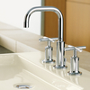 Aquacubic Hot Selling Widespread 3 Hole Solid Brass Chrome Bathroom Wash Basin Faucet