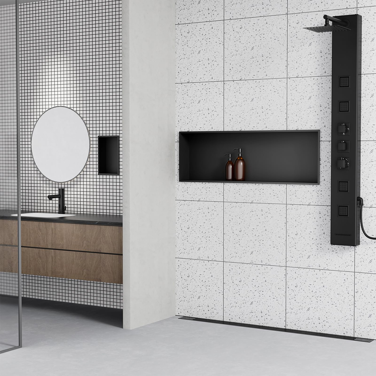 High Quality Bathroom Recessed Wall Mounted Black Shower Niches Bathroom Shelf Bathroom Recessed Shower Wall Niche
