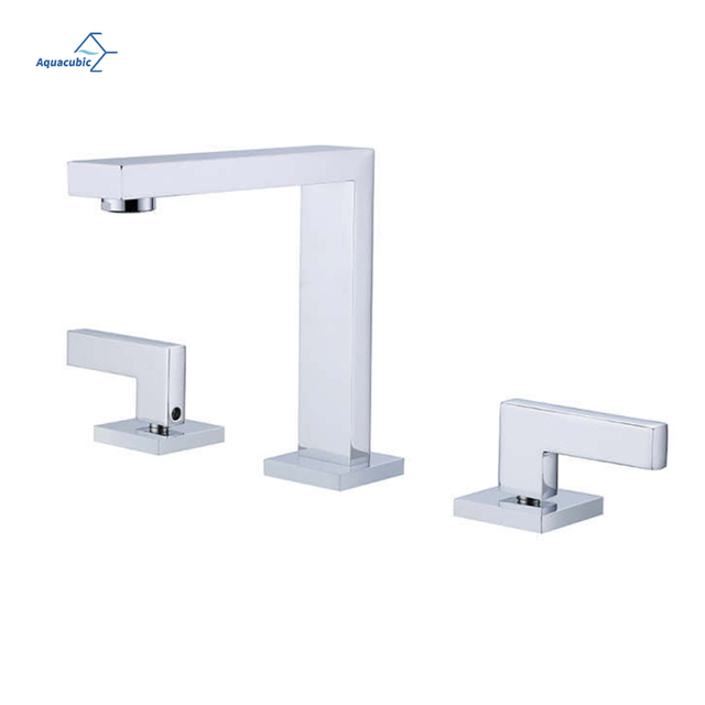 Modern 3-Hole CUPC Brass Bathroom Basin Mixer Faucet 8" Widespread Basin Tap