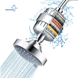 Shower Head and 15 Stage Shower Filter Combo, High Pressure 5 Spray Settings Filtered Showerhead with Water Softener Filter