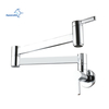 Pot Filler Faucet Wall Mount Polished Chrome Kitchen Restaurant Sink Stretchable Commercial Faucet with Folding Double Joint Swing Arm Single Hole Two Handles