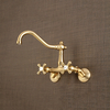 High Quality China Factory CUPC Bridge Double Handle Antique Luxury Vintage Brass Bathroom Faucet