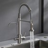 3-in-1 Pull Down Kitchen Faucet with Drinking Water Tap | 20" High Arc, Brushed Nickel | No Filter Required