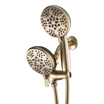 High Pressure Brushed Gold 7 Functions Top Rainfall Rain Dual Shower Head with Hand Held Shower