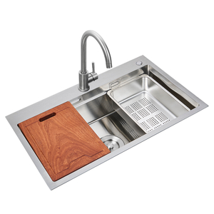 Aquacubic 30 x 18 Inch Kitchen Fixtures Drop In Topmount Workstation Single Bowl Handmade 304 Stainless Steel Kitchen Sink