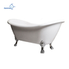 White Acrylic Bathtub Modern Stand Alone Bath Tub with Silver Supporting Foot Comfortable Bathtubs