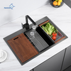 Black Stainless steel Double Bowl Drop-in Kitchen Sink With Accessories