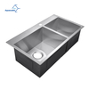 Factory Customized Drop in Stainless Steel Handmade 33 inch Double Basin Topmount Kitchen Sink with Faucet 