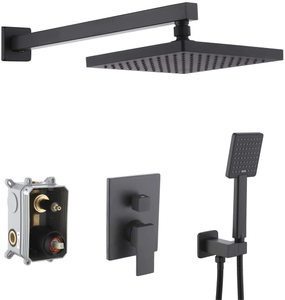 Luxury home black bathroom concealed Shower faucet set with big head