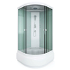 Commercial Walk-In Corner Shower Room System - Sliding Glass Doors, HydroMassage Jets & LED Mood Lighting, Pre-Assembled Bathroom Cabin Kit 