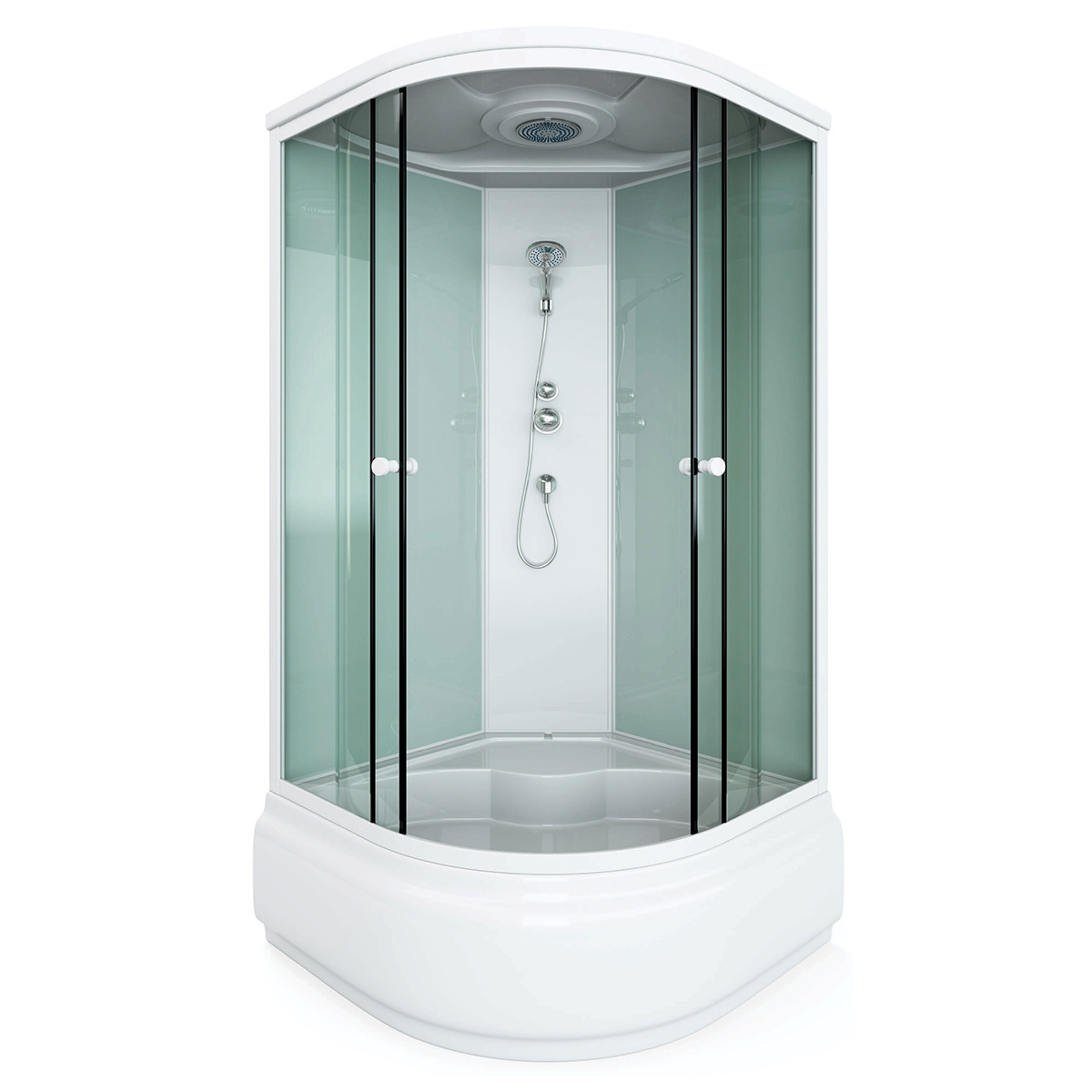 Commercial Walk-In Corner Shower Room System - Sliding Glass Doors, HydroMassage Jets & LED Mood Lighting, Pre-Assembled Bathroom Cabin Kit 