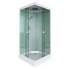 Commercial Walk-In Corner Shower Room System - Sliding Glass Doors, HydroMassage Jets & LED Mood Lighting, Pre-Assembled Bathroom Cabin Kit 